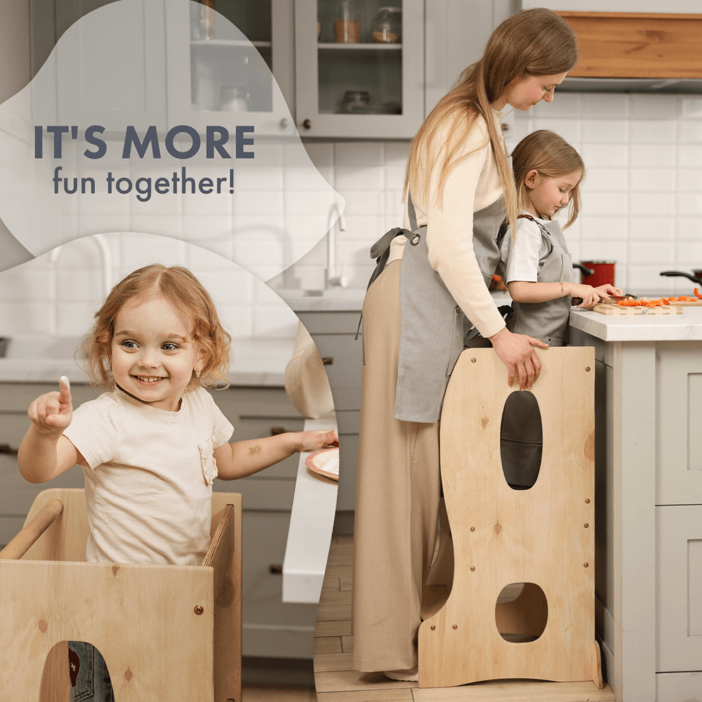 Stable Montessori Tower: Wooden Growing Chair - Beige (ONLINE ORDER ONLY)