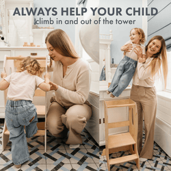 Stable Montessori Tower: Wooden Growing Chair - Beige (ONLINE ORDER ONLY)