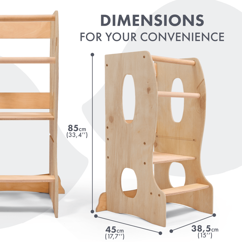 Stable Montessori Tower: Wooden Growing Chair - Beige (ONLINE ORDER ONLY)