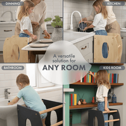 Stable Montessori Tower: Wooden Growing Chair - Beige (ONLINE ORDER ONLY)