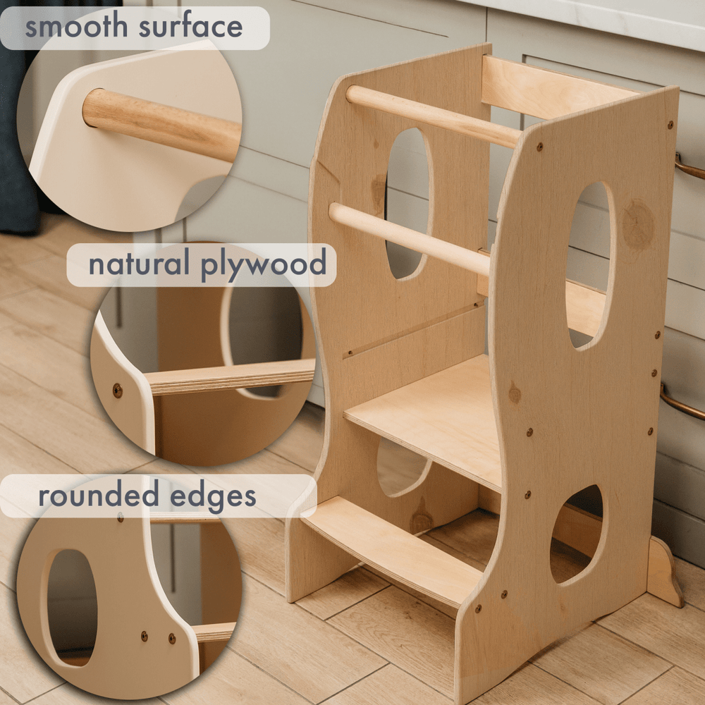 Stable Montessori Tower: Wooden Growing Chair - Beige (ONLINE ORDER ONLY)