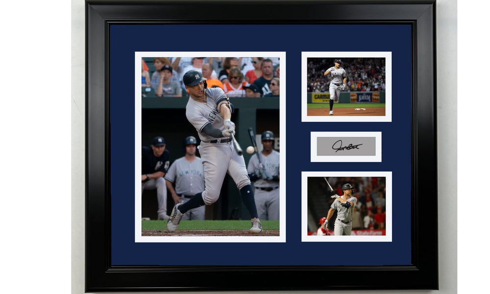 Framed Giancarlo Stanton New York Yankees Facsimile Laser Engraved Signature Baseball 14x11 3 Photo Collage (ONLINE ORDER ONLY)