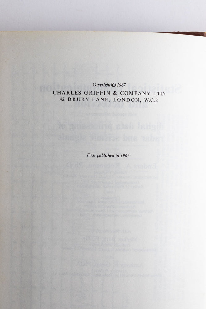 Statistical Communication and Detection (ONLINE ORDER ONLY)