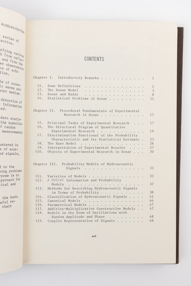 Statistical Methods in Sonar (ONLINE ORDER ONLY)