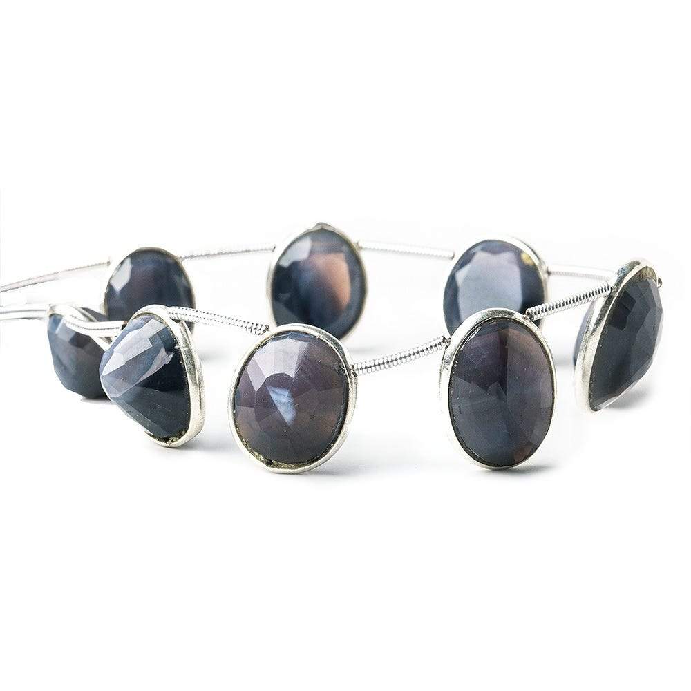 Sterling Silver Bezel Set Violet Scapolite Pavilion Faceted Oval Beads (ONLINE ORDER ONLY)