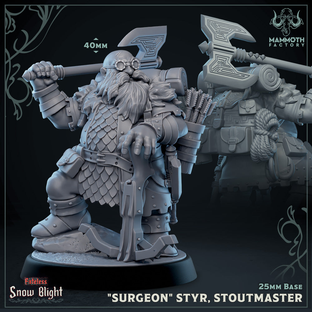 "Surgeon" Styr, Stoutmaster (Male Dwarf Fighter) (Online Order Only)