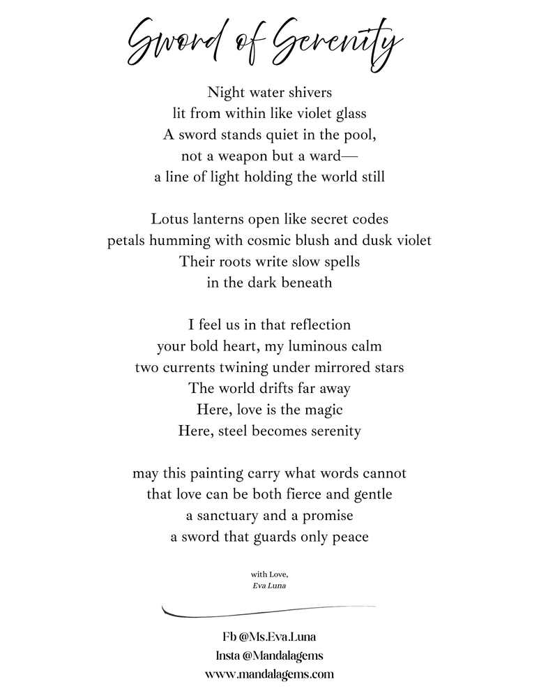 Sword of Serenity Art Print – 5x7 Fantasy Art with Poetry (ONLINE ORDER ONLY)
