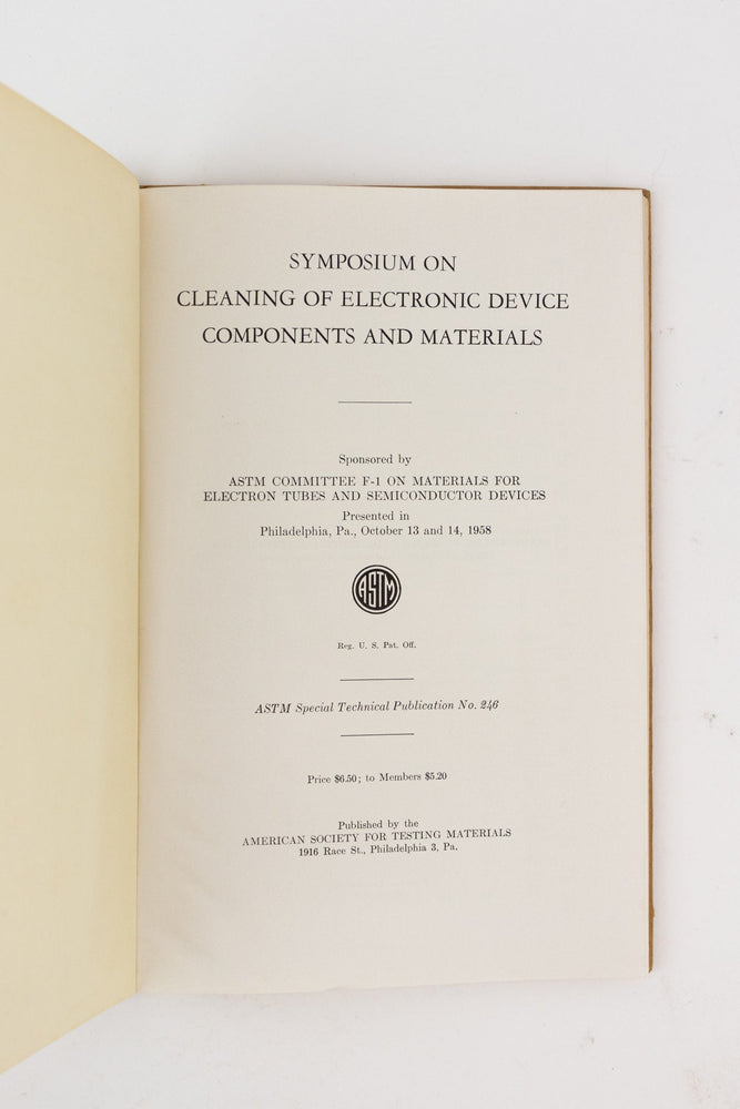 Symposium on Cleaning of Electronic Device Components and Materials (ONLINE ORDER ONLY)