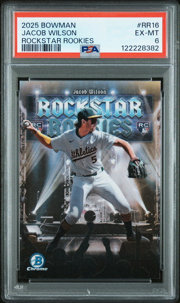 Graded 2025 Topps Bowman Jacob Wilson #RR16 Rockstar Rookies Rookie RC Baseball Card PSA 6 EX Mint (ONLINE ORDER ONLY)