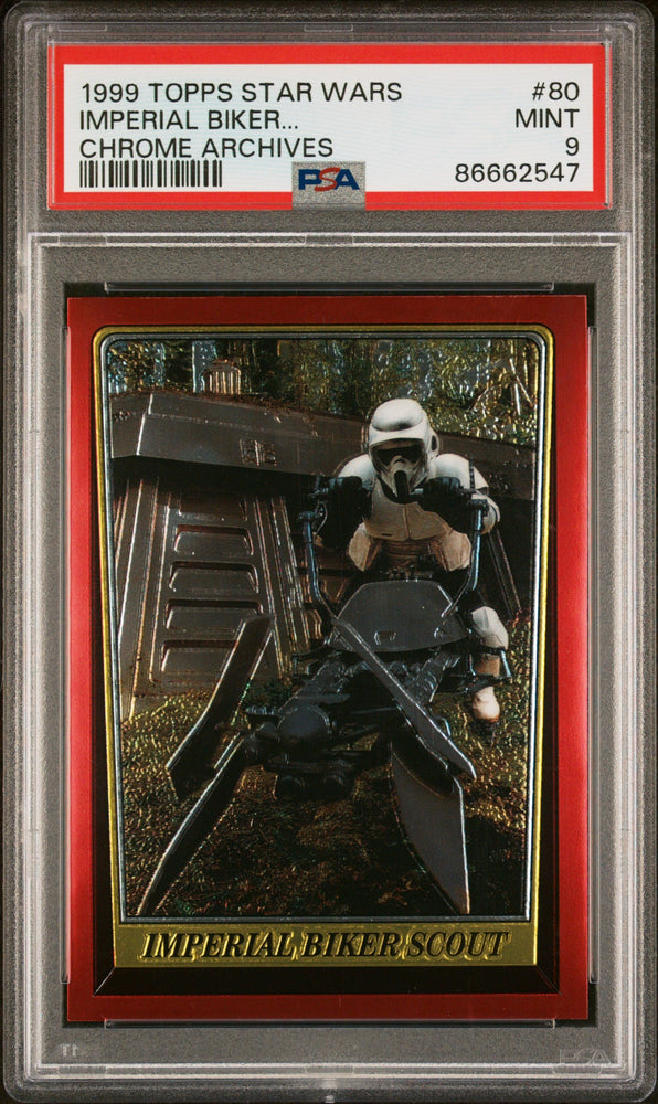 1999 TOPPS CHROME STAR WARS CHROME ARCHIVES IMPERIAL BIKER... CHROME ARCHIVES #80 - PSA 9 (Online Order Only)