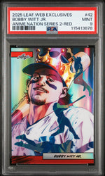 Graded 2025 Leaf Web Exclusives Bobby Witt Jr #42 Anime Nation Series 2 Red /25 Baseball Card PSA 9 Mint (ONLINE ORDER ONLY)