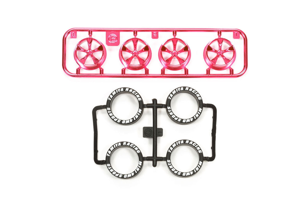 Tamiya JR LP Tire/Wheel (5-Spoke) Pink Plated 95333 (ONLINE ORDER ONLY)