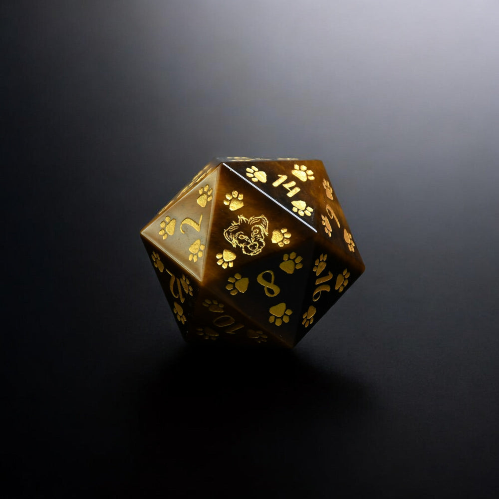 Terrier Puppy Paws Tigers Eye 30mm D20 (ONLINE ORDER ONLY)