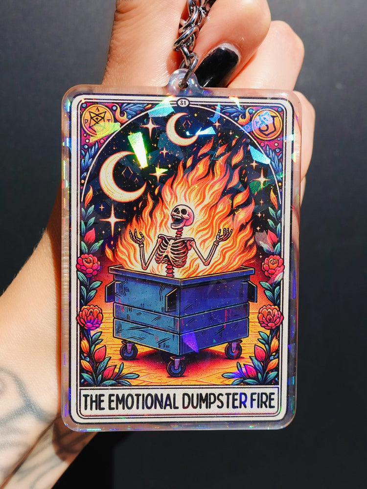 The Emotional Dumpster Fire Holographic Keychain (Online Order Only)