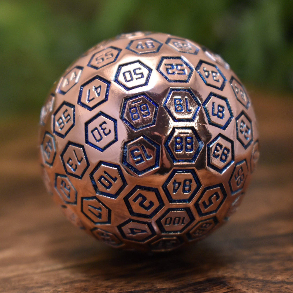 The Orb D100 -  Aqua and Bronze Metal Die (ONLINE ORDER ONLY)