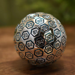 The Orb D100 -  Aqua and Silver Metal Die (ONLINE ORDER ONLY)