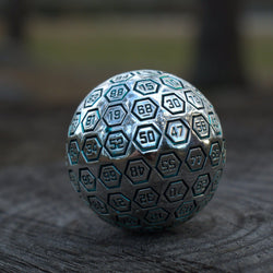 The Orb D100 -  Aqua and Silver Metal Die (ONLINE ORDER ONLY)