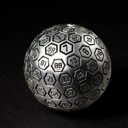 The Orb D100 -  Black and Matte Silver Metal Die (ONLINE ORDER ONLY)