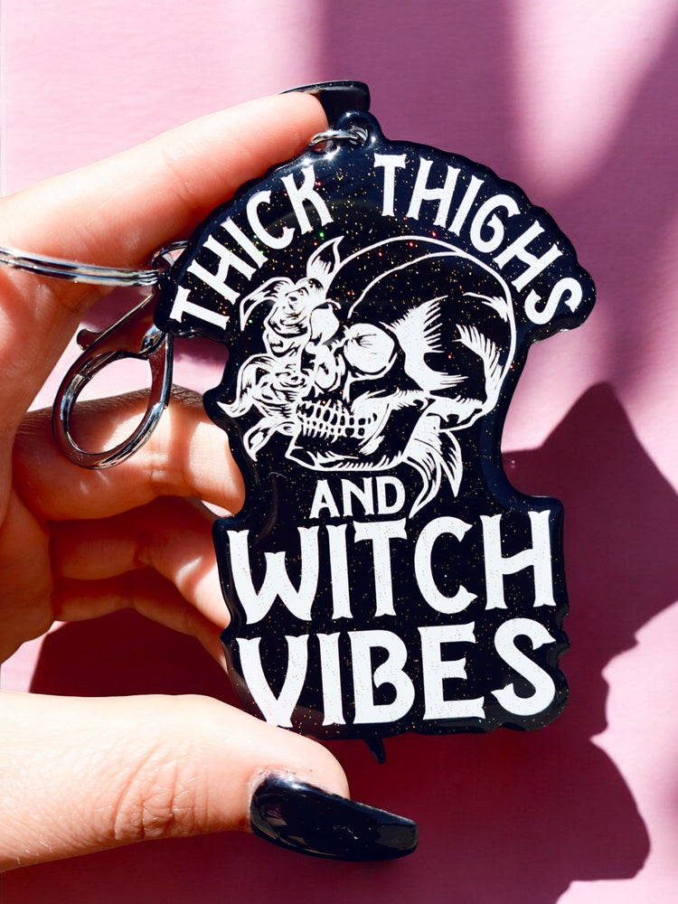 Thick Thighs Witch Vibes Halloween Keychain (Online Order Only)