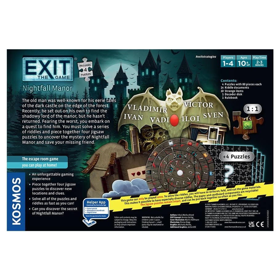 EXIT: Nightfall Manor (with Puzzle) (ONLINE ORDER ONLY)