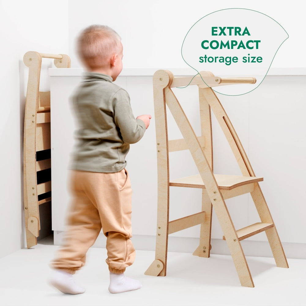 Toddler Tower: Foldable Step Stool for Toddlers - Beige (ONLINE ORDER ONLY)