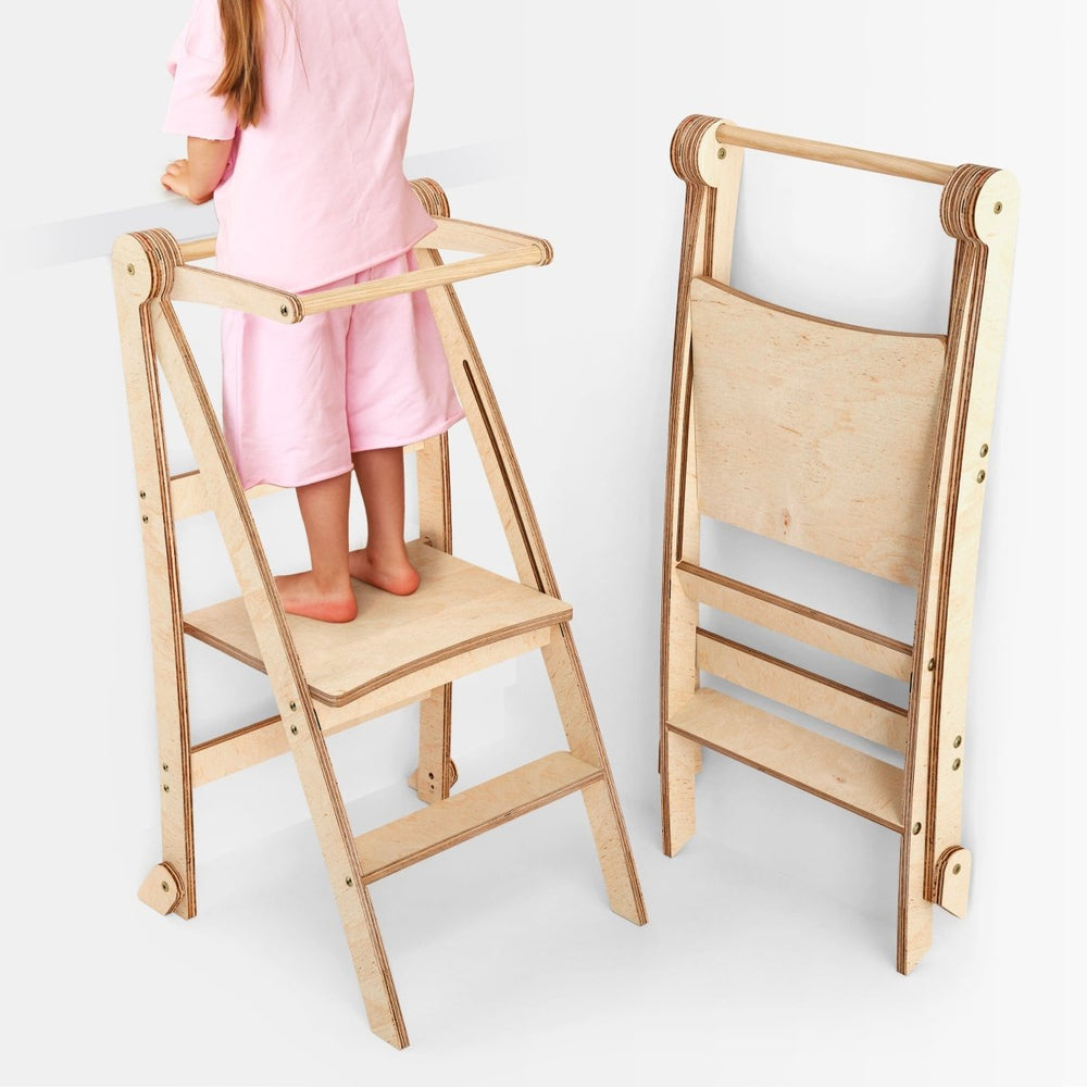 Toddler Tower: Foldable Step Stool for Toddlers - Beige (ONLINE ORDER ONLY)