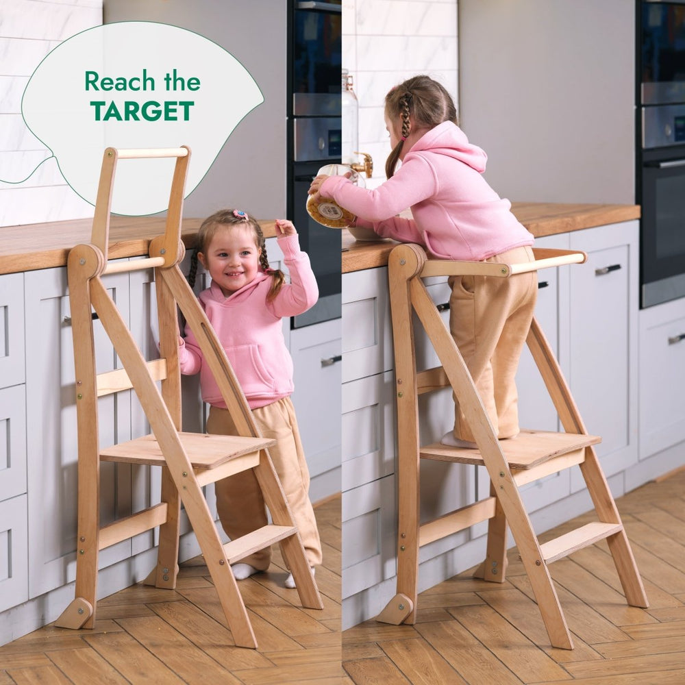 Toddler Tower: Foldable Step Stool for Toddlers - Beige (ONLINE ORDER ONLY)