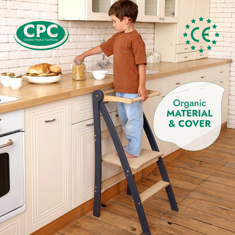 Toddler Tower: Foldable Step Stool for Toddlers - Gray (ONLINE ORDER ONLY)