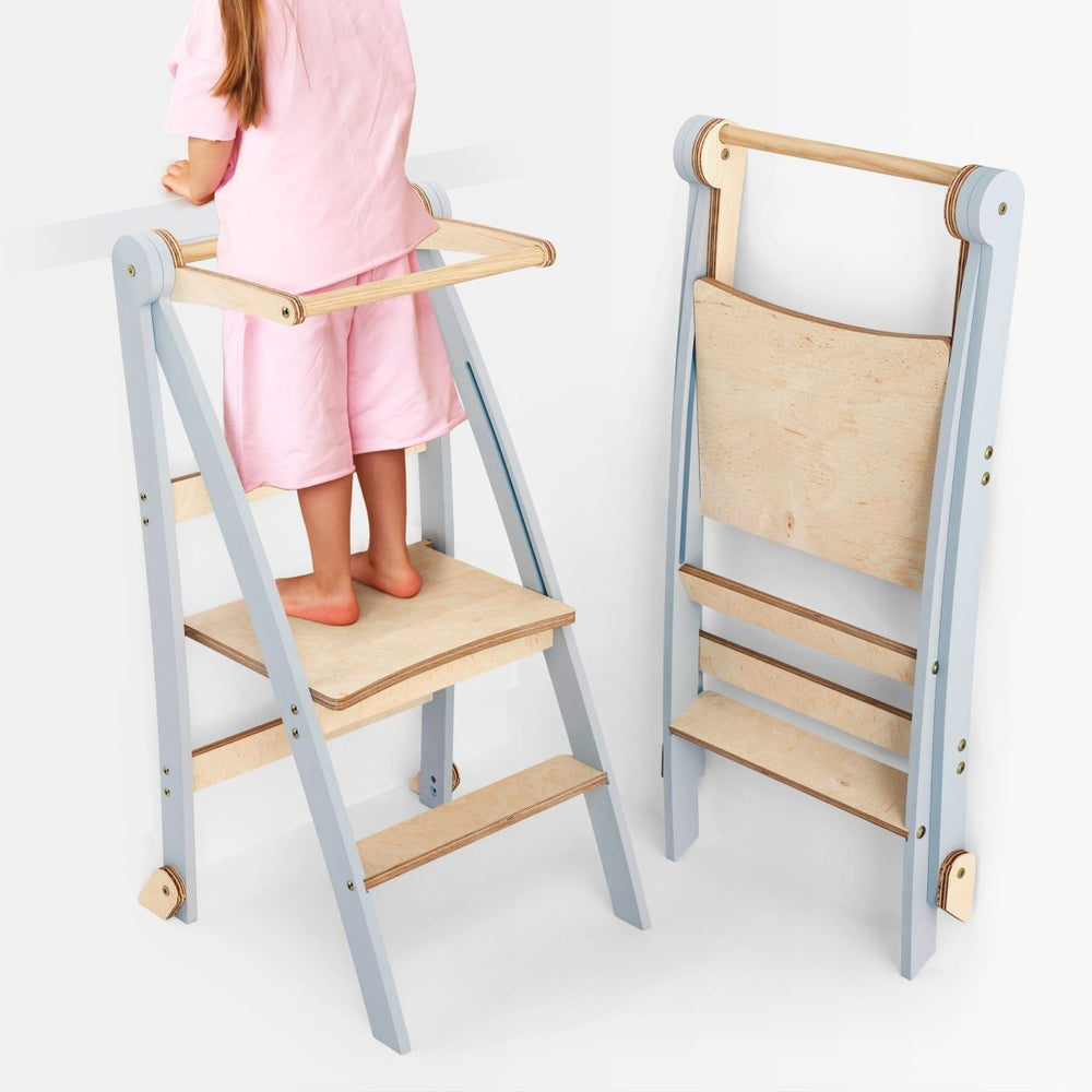 Toddler Tower: Foldable Step Stool for Toddlers - Gray (ONLINE ORDER ONLY)