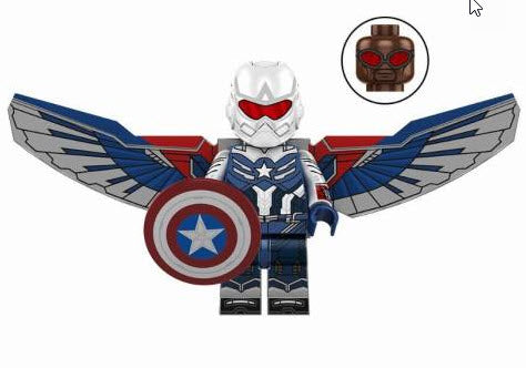 Captain America (Falcon) Custom Minifig – White Helmet & Blue Suit Variant (Online Only)