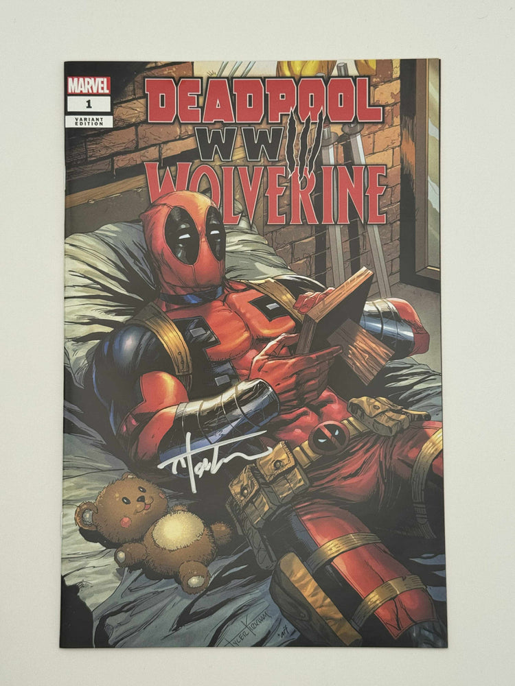 [Signed by Tyler Kirkham] DEADPOOL & WOLVERINE WWIII #1 Kirkham Unknown EXCL (ONLINE ORDER ONLY)