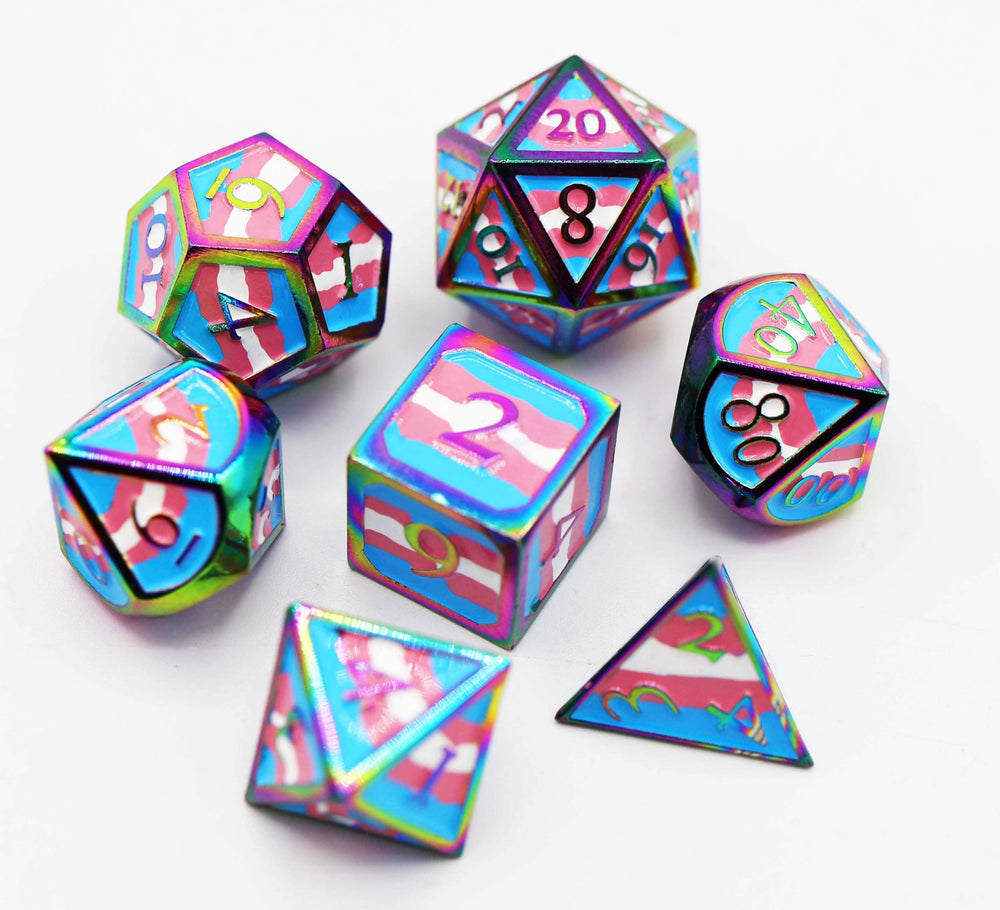 Transgender Pride Flag - Metal RPG Dice Set (ONLINE ORDER ONLY)