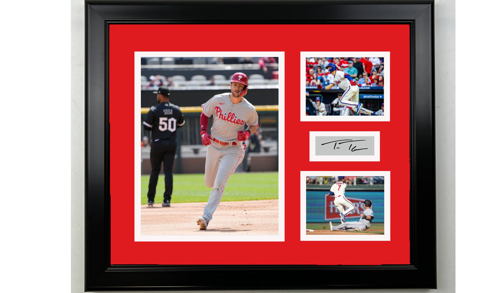 Framed Trea Turner Philadelphia Phillies Facsimile Laser Engraved Signature Baseball 14x11 3 Photo Collage (ONLINE ORDER ONLY)