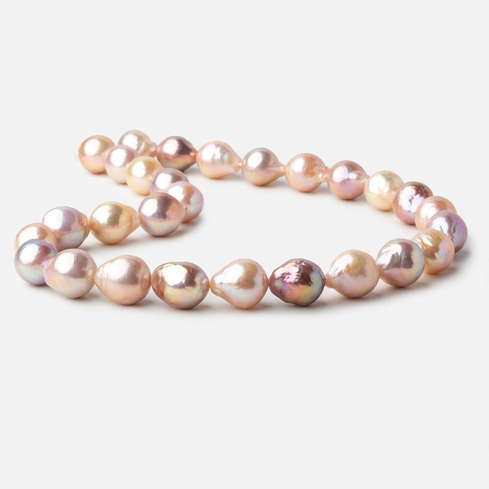 Tri Color Baroque Straight Drilled Freshwater Pearls 17 inch 26 pearls 12x11mm - 12x14mm A (ONLINE ORDER ONLY)