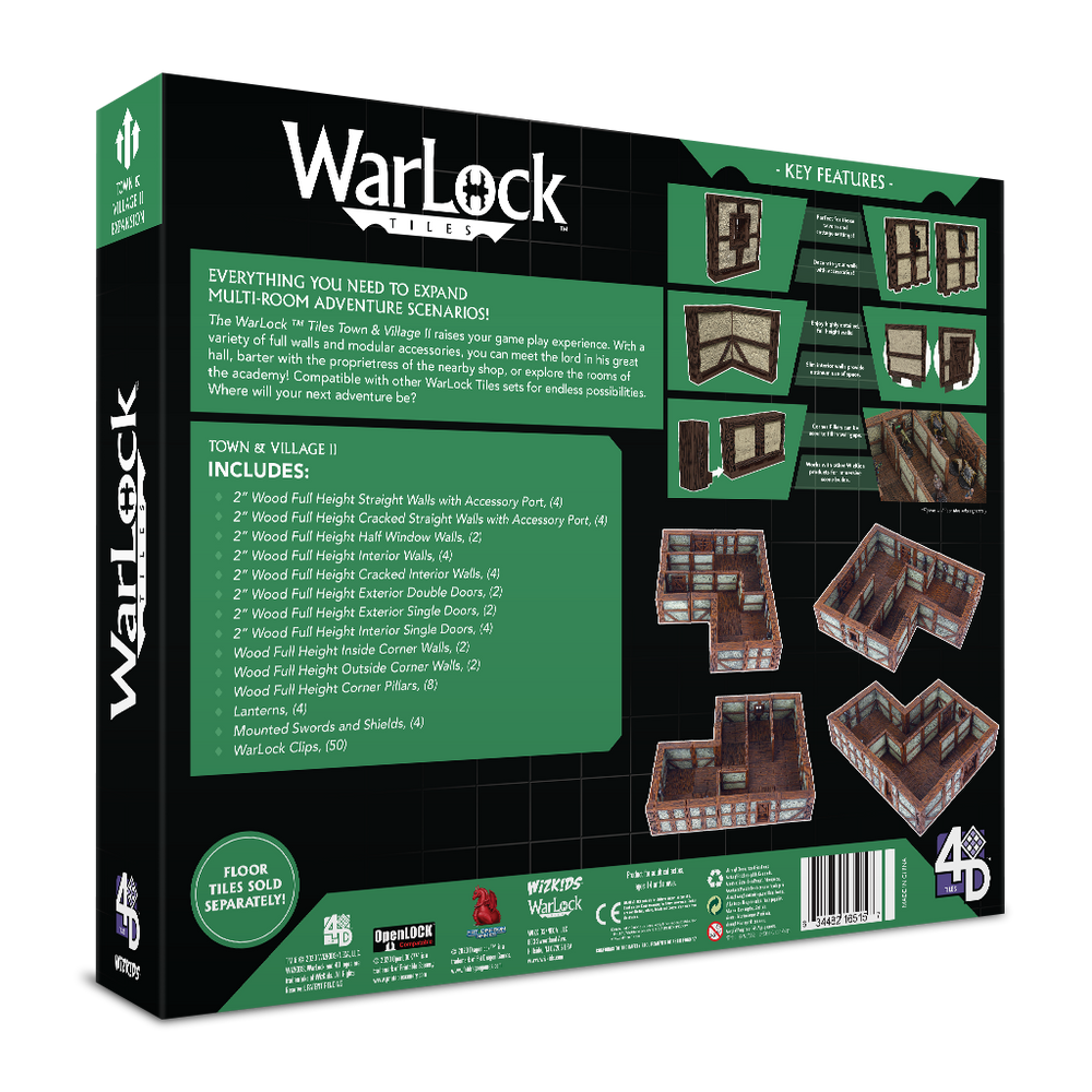 WarLock Tiles: Town & Village II - Full Height Plaster Walls Expansion (ONLINE ORDER ONLY)
