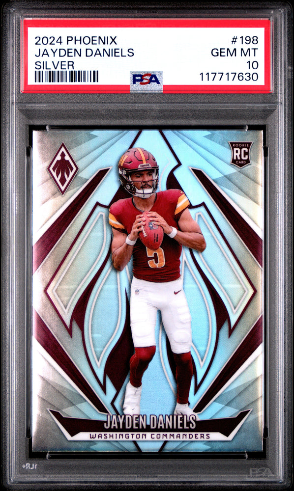 Graded 2024 Panini Phoenix Jayden Daniels #198 Silver Rookie RC Football Card PSA 10 Gem Mint (ONLINE ORDER ONLY)