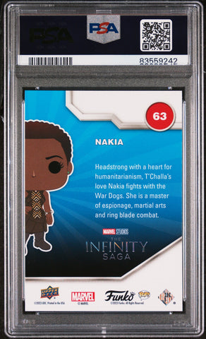2023 UPPER DECK FUNKO POP MARVEL  NAKIA PLATINUM #63  PSA 10 (Online Order Only)