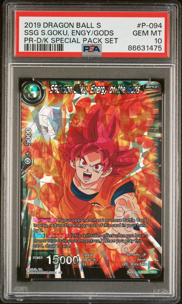 2019 DRAGON BALL SUPER SSG S.GOKU, ENGY/GODS #P-094 - PSA 10 (Online Order Only)