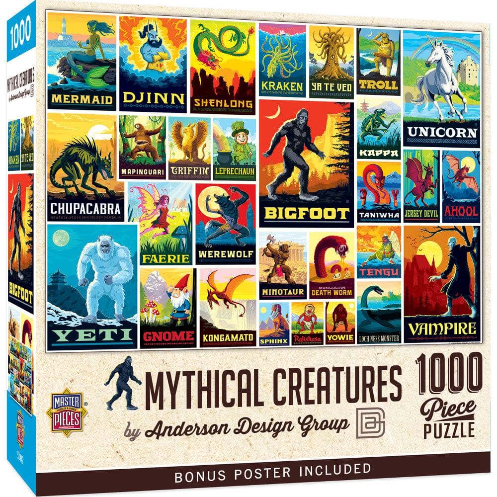 Vintage Posters - Mythical Creatures 1000 Piece Jigsaw Puzzle