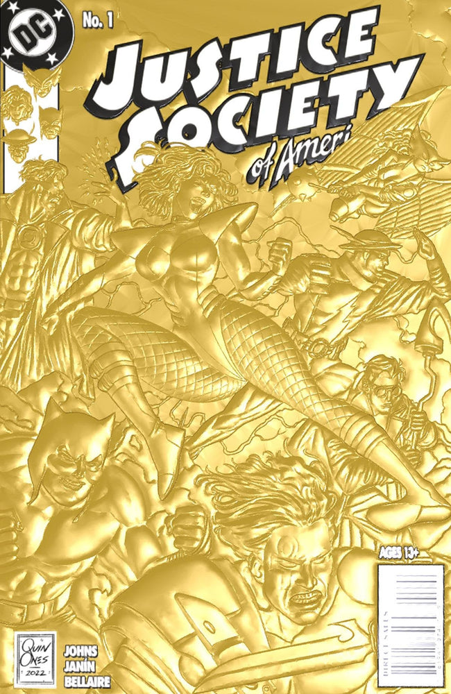 Justice Society Of America #1 C Joe Quinones 90S Cover Month Foil Multi-Level Embossed Card Stoc (11/29/2022) Dc (ONLINE ORDER ONLY)