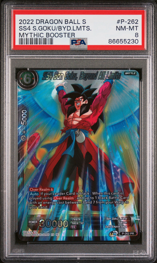 2022 DRAGON BALL SUPER MYTHIC BOOSTER SS4 S.GOKU/BYD.LMTS. #P-262 - PSA 8 (Online Order Only)