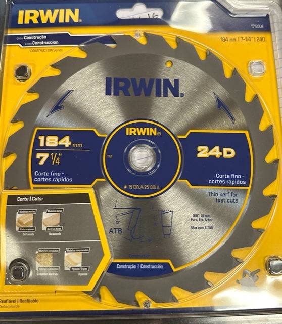 IRWIN 7-1/4-in 184 mm 24-Tooth Saw Blade (Online Order Only)