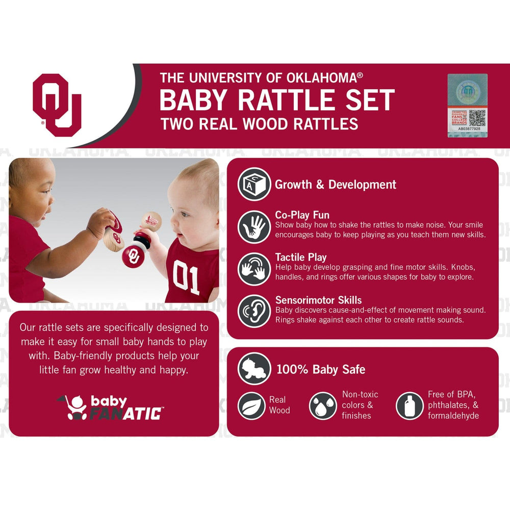 Oklahoma Sooners - Baby Rattles 2-Pack (ONLINE ORDER ONLY)