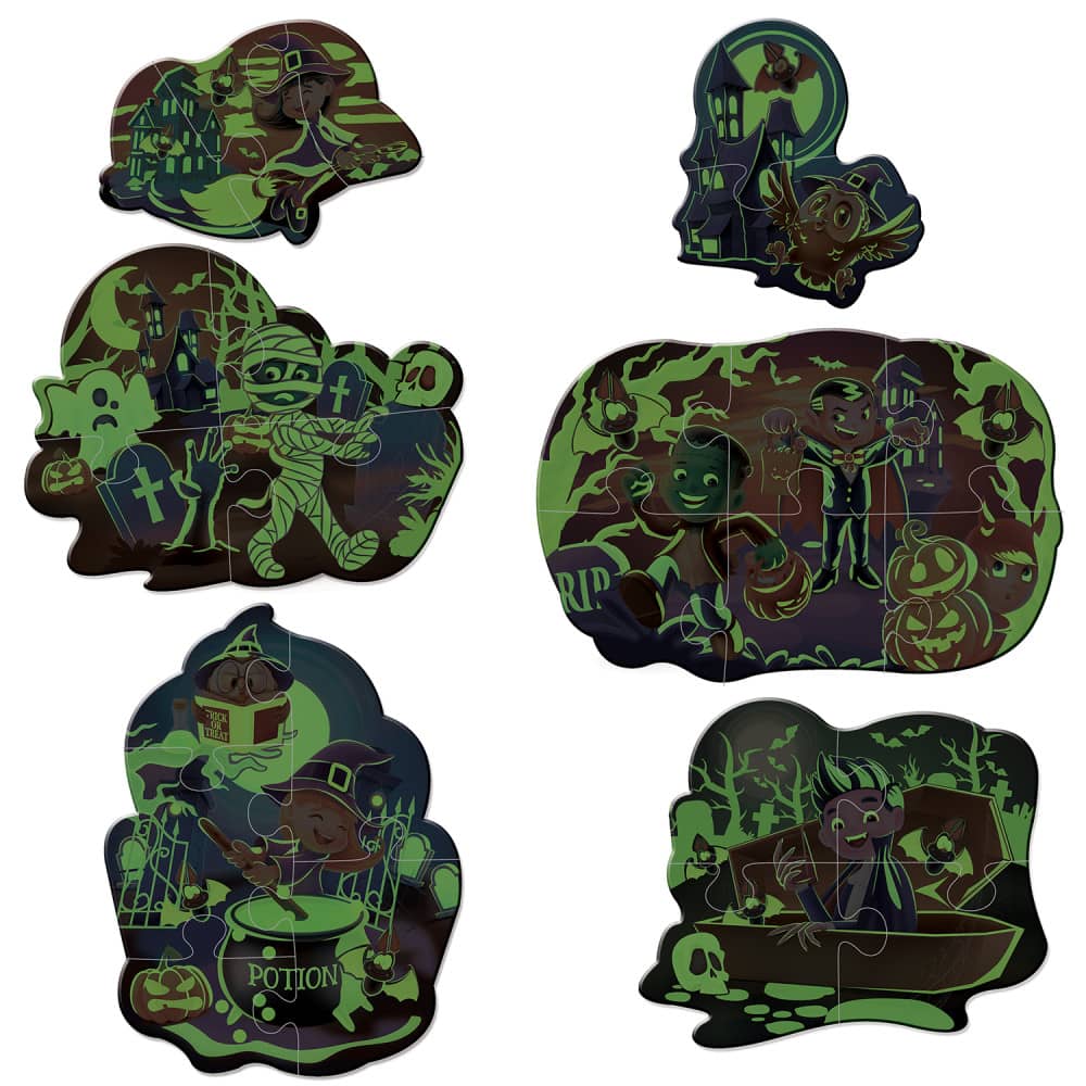Glow in the Dark - Halloween Fun Mini Shaped Puzzles 6-Pack (ONLINE ORDER ONLY)