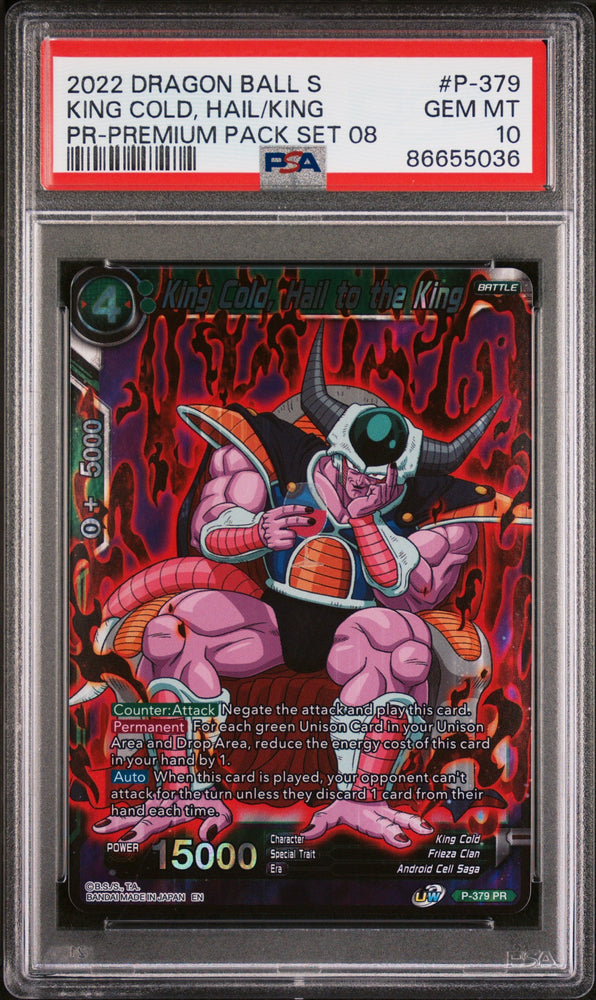 2022 DRAGON BALL SUPER KING COLD, HAIL/KING #P-379 - PSA 10 (Online Order Only)