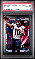 Graded 2024 Topps Cosmic Chrome Bo Nix #127 Rookie RC Football Card PSA 10 Gem Mint (ONLINE ORDER ONLY)