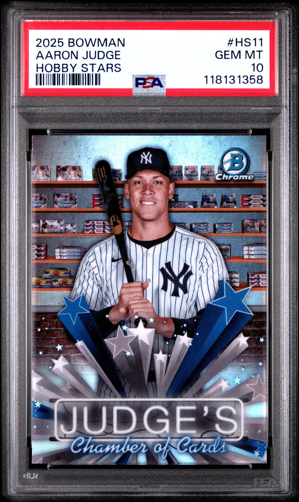 Graded 2025 Topps Bowman Aaron Judge #HS11 Hobby Stars Baseball Card PSA 10 Gem Mint (ONLINE ORDER ONLY)