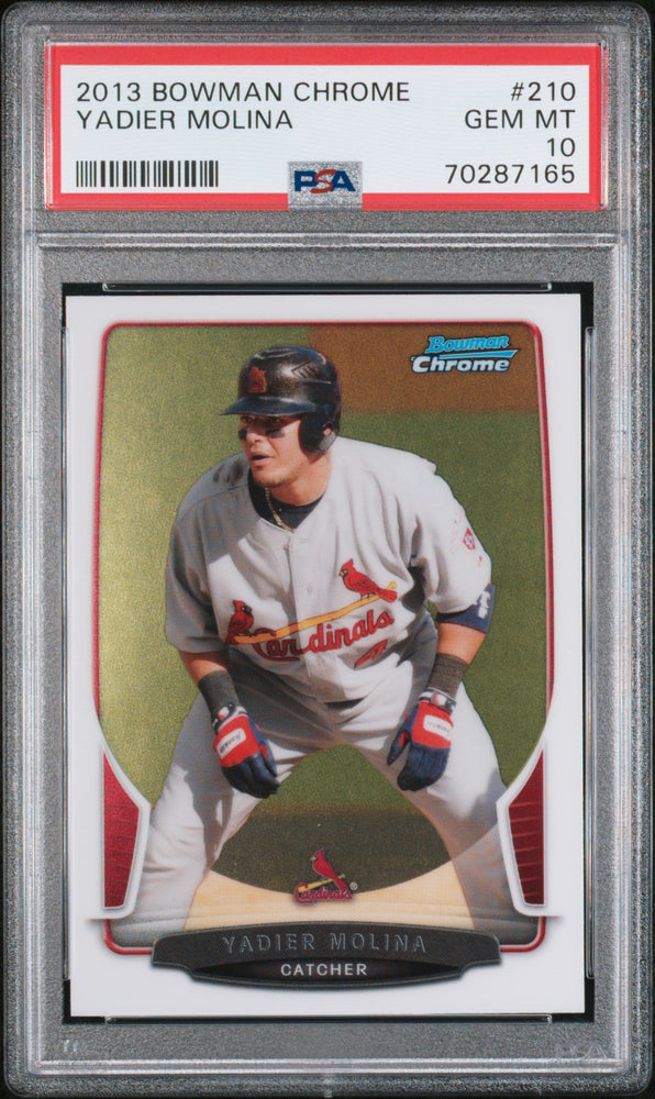 2013 BOWMAN CHROME YADIER MOLINA  #210 - PSA 10 (Online Order Only)