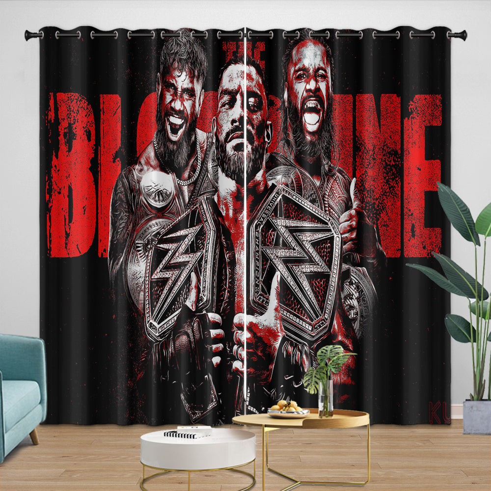 WWE Pattern Curtains Blackout Window Drapes Kids Room Decoration (Online Order Only)