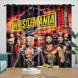 WWE Pattern Curtains Blackout Window Drapes Kids Room Decoration (Online Order Only)